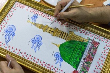 A miniature of Al-Masjid an-Nabawi.